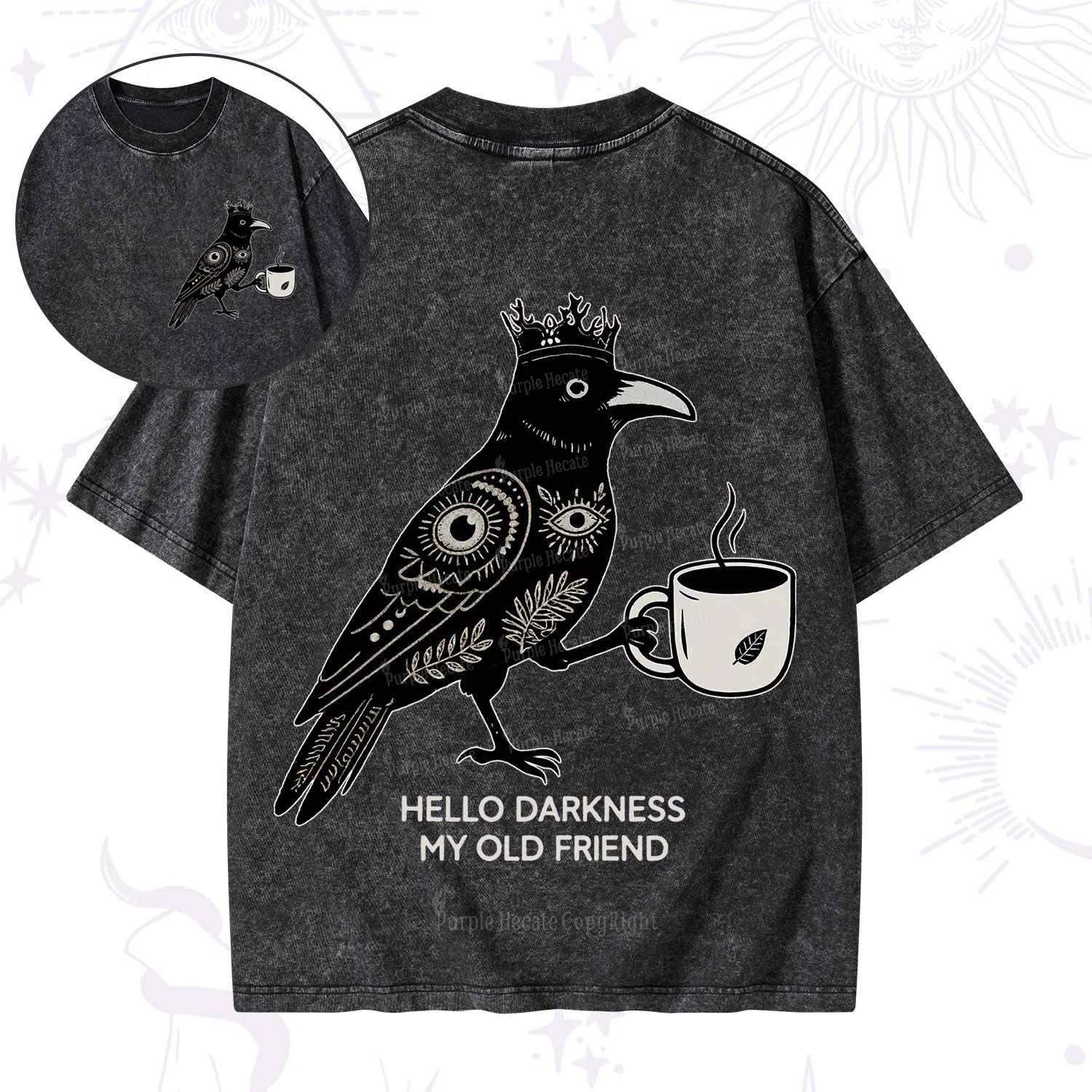 Purplehecate Hello Darkness My Old Friend Washed T-Shirt