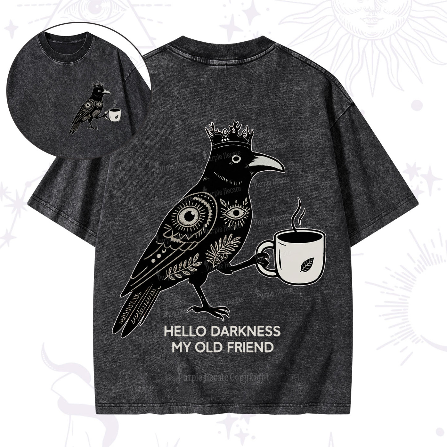 Purplehecate Hello Darkness My Old Friend Washed T-Shirt