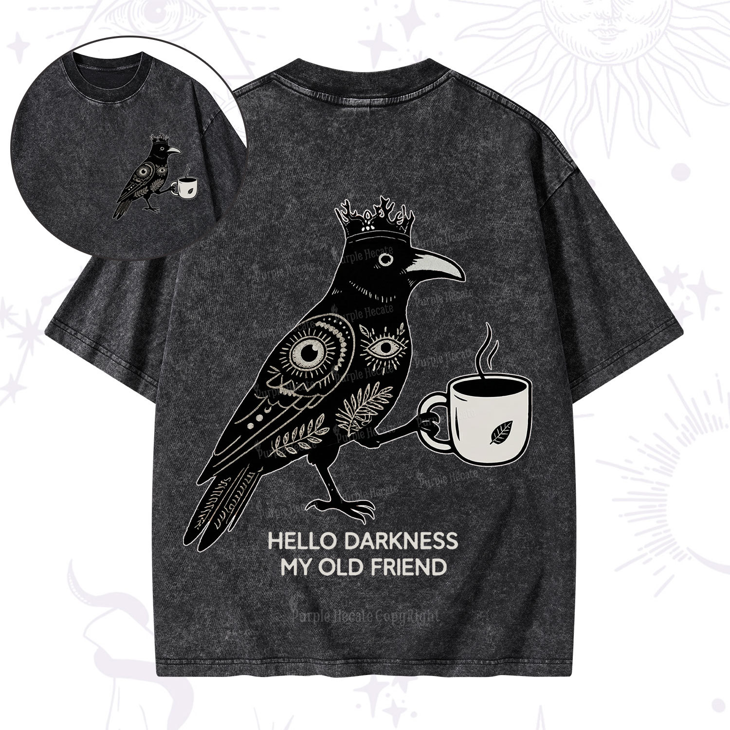 Purplehecate Hello Darkness My Old Friend Washed T-Shirt