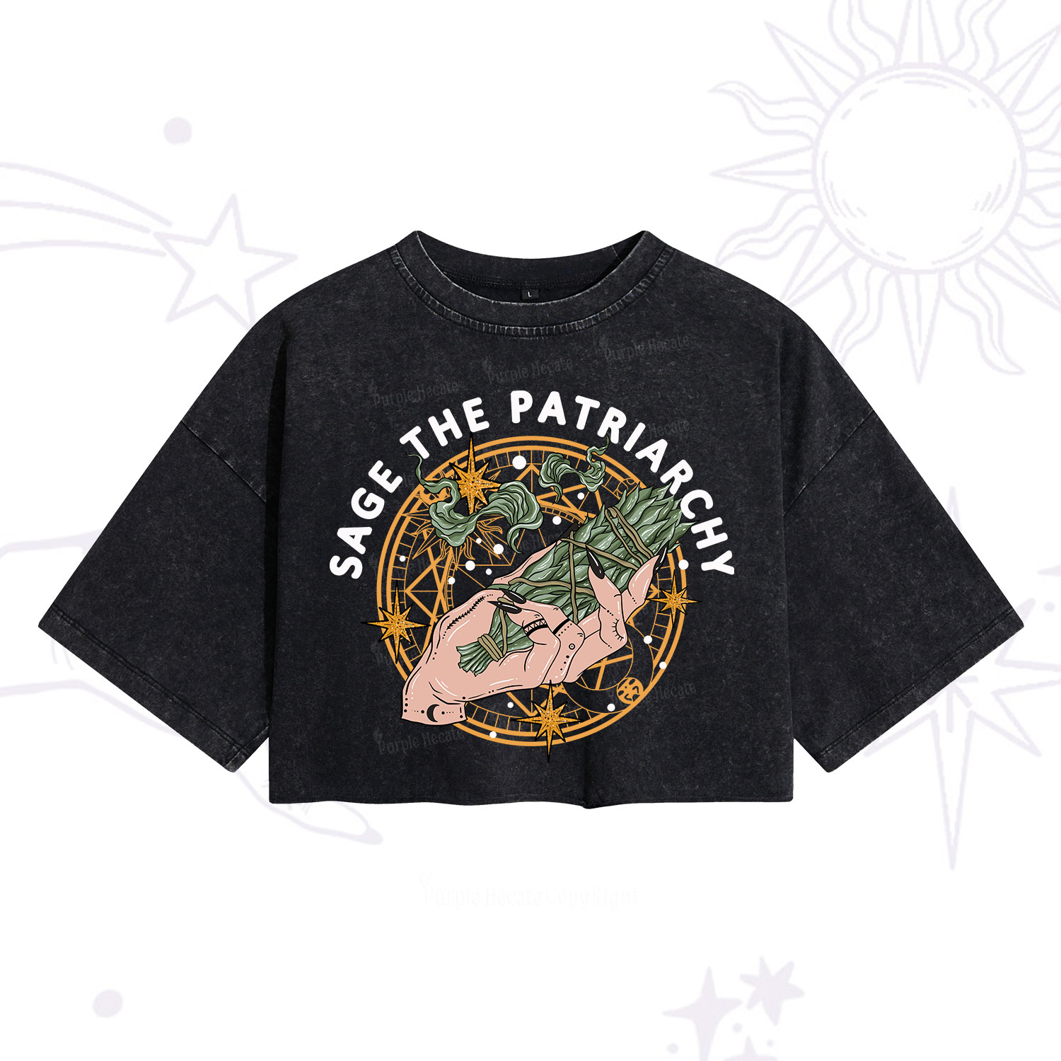 Purplehecate Sage The Patriarchy Washed Cropped T-Shirt
