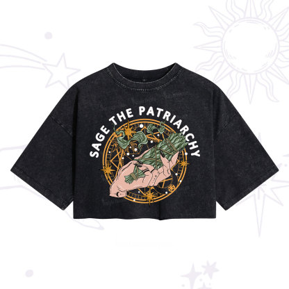 Purplehecate Sage The Patriarchy Washed Cropped T-Shirt