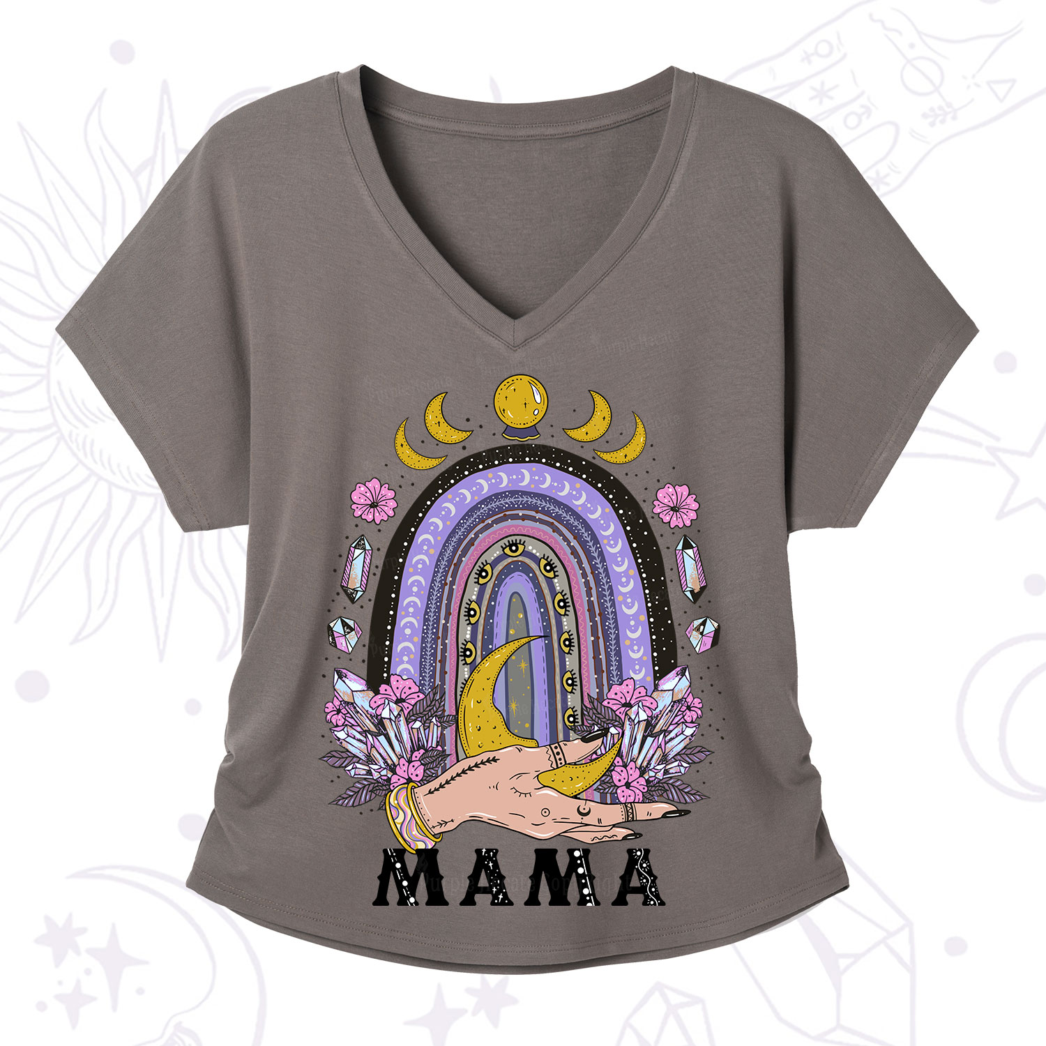Purplehecate Gothic Mama Rainbow V-Neck T-Shirt