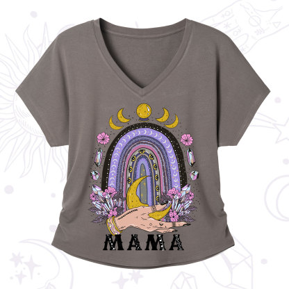 Purplehecate Gothic Mama Rainbow V-Neck T-Shirt