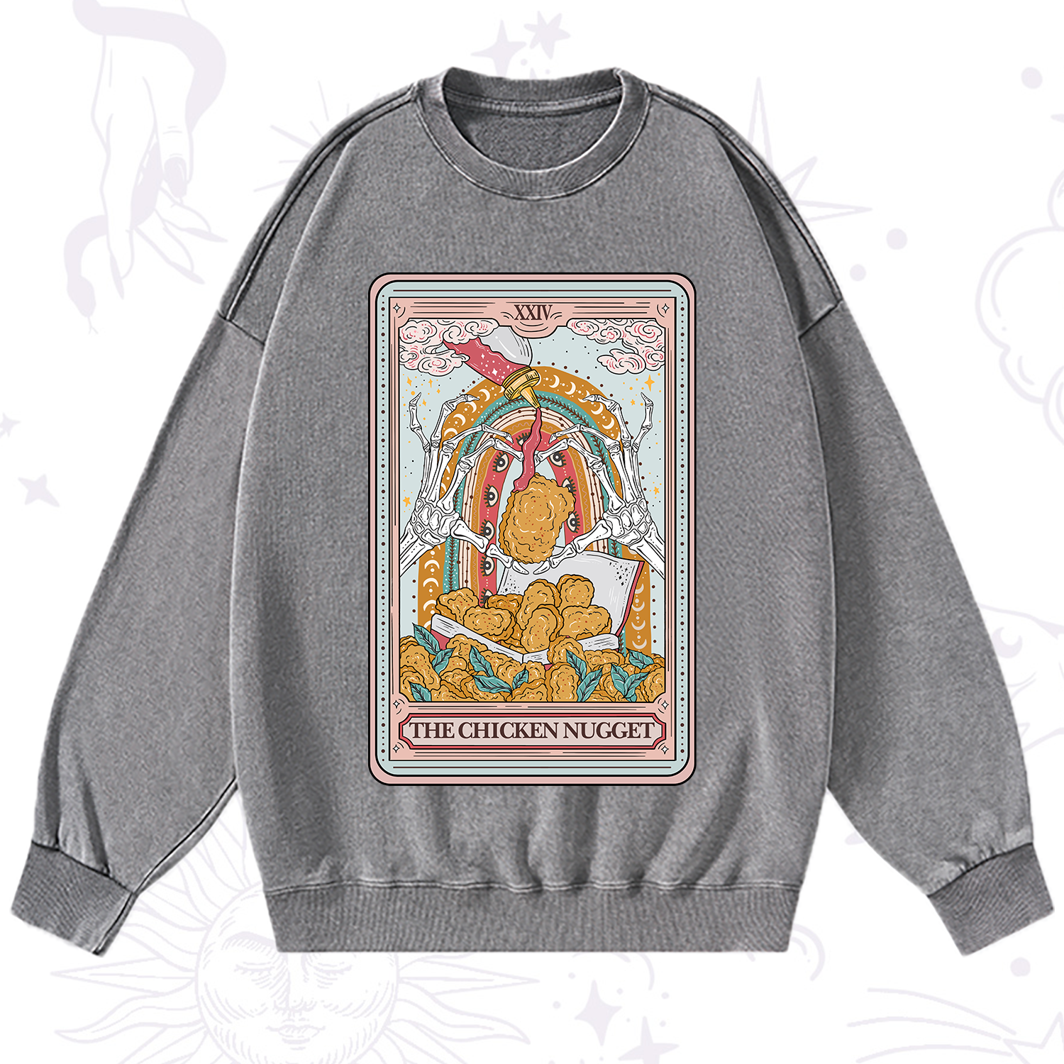 Purplehecate The Chicken Nugget Tarot Washed Sweatshirt