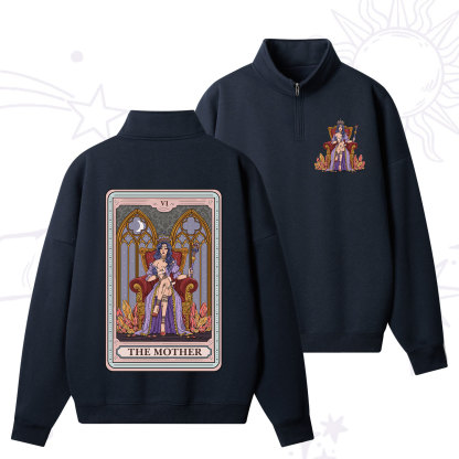 Purplehecate The Mother Tarot Card Zip Fleece Sweatshirt