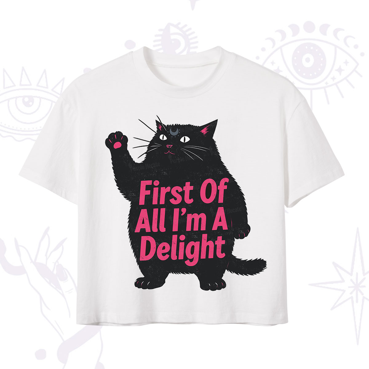 Purplehecate First Of All I'm A Delight Cat Crop T-Shirt