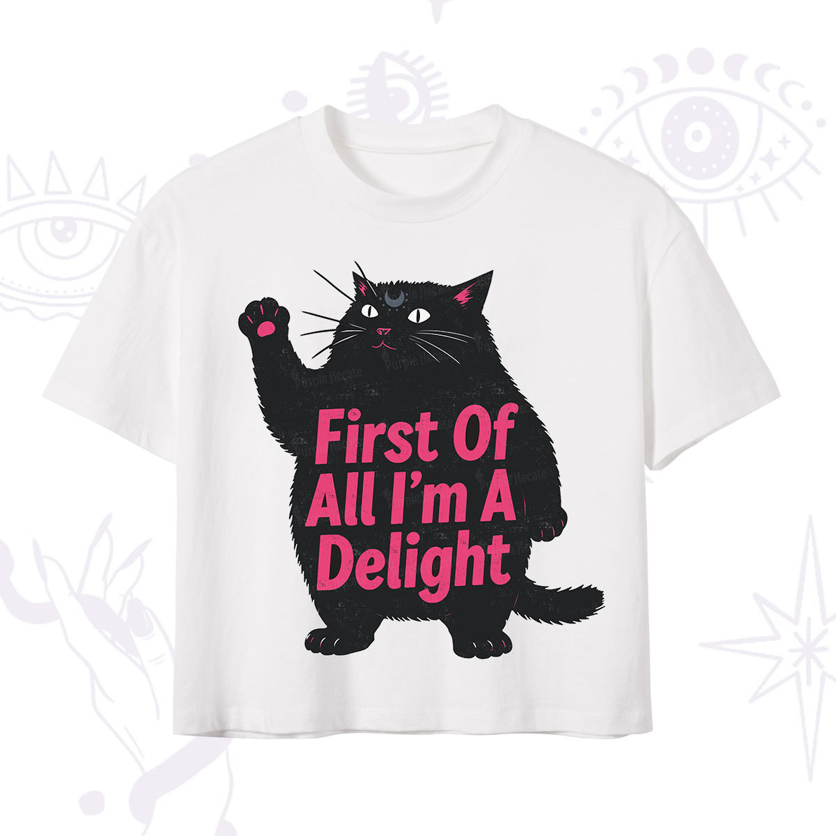 Purplehecate First Of All I'm A Delight Cat Crop T-Shirt
