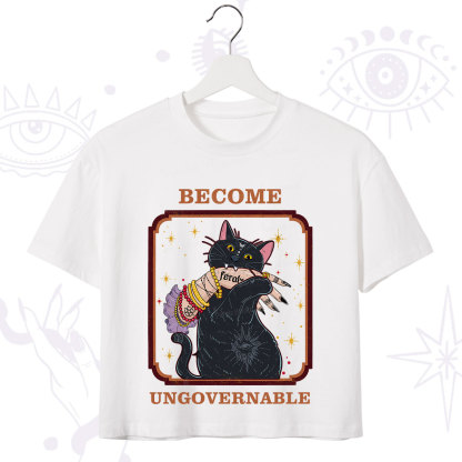 Purplehecate Become Ungovernable Cat Crop T-Shirt