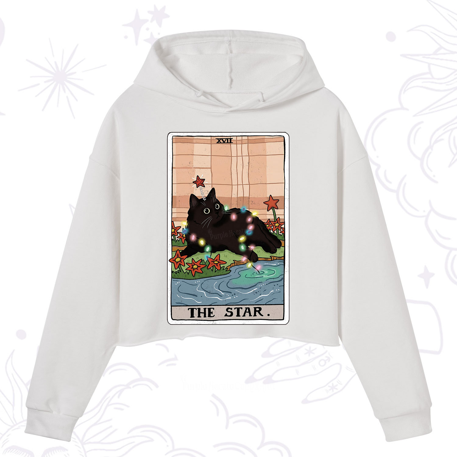 Purplehecate The Star Cat Tarot Card Crop Hoodie