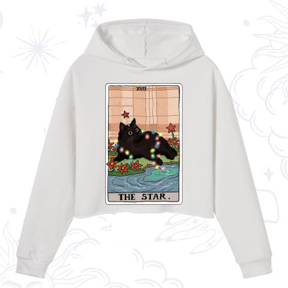 Purplehecate The Star Cat Tarot Card Crop Hoodie
