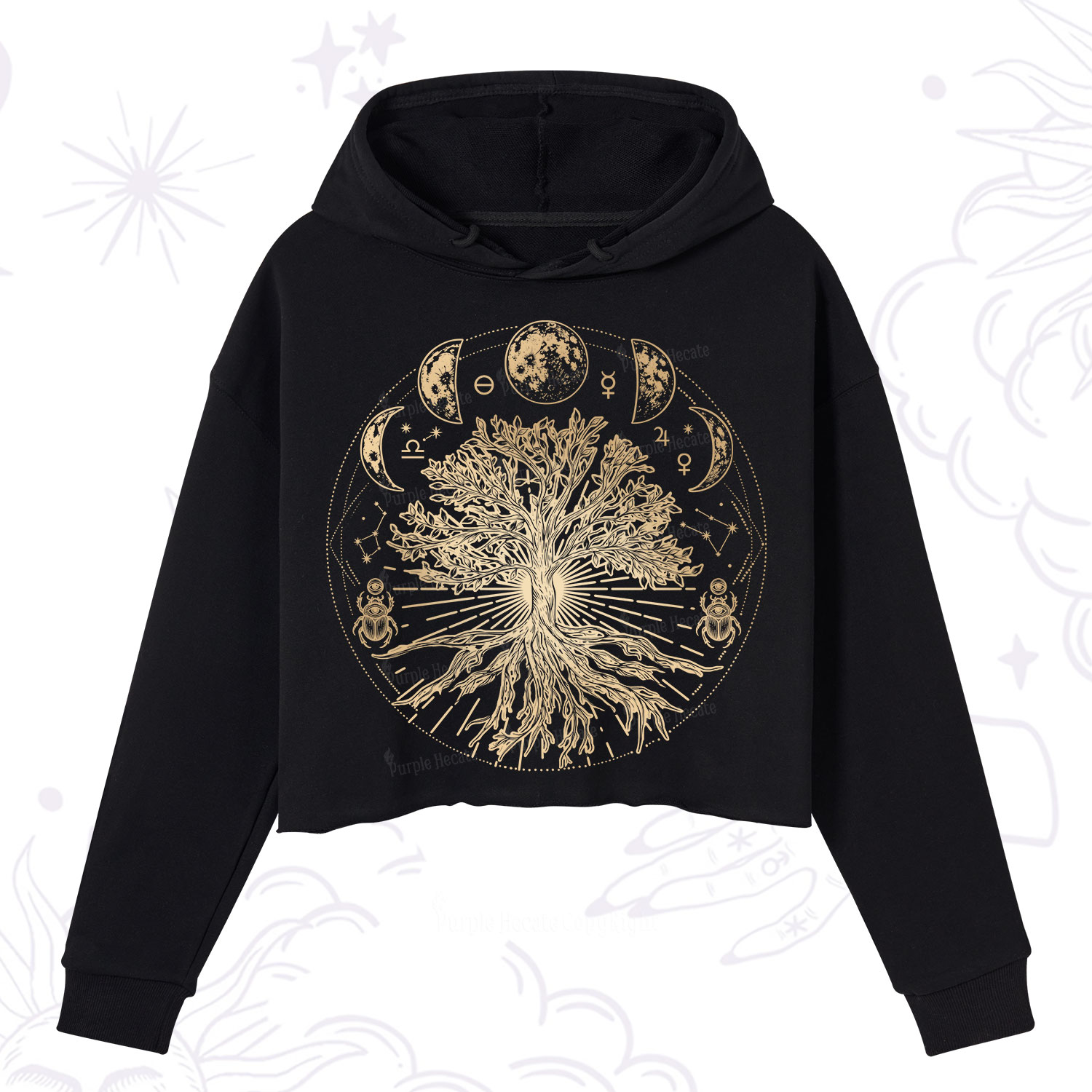 Purplehecate Tree Of Lif Crop Hoodie
