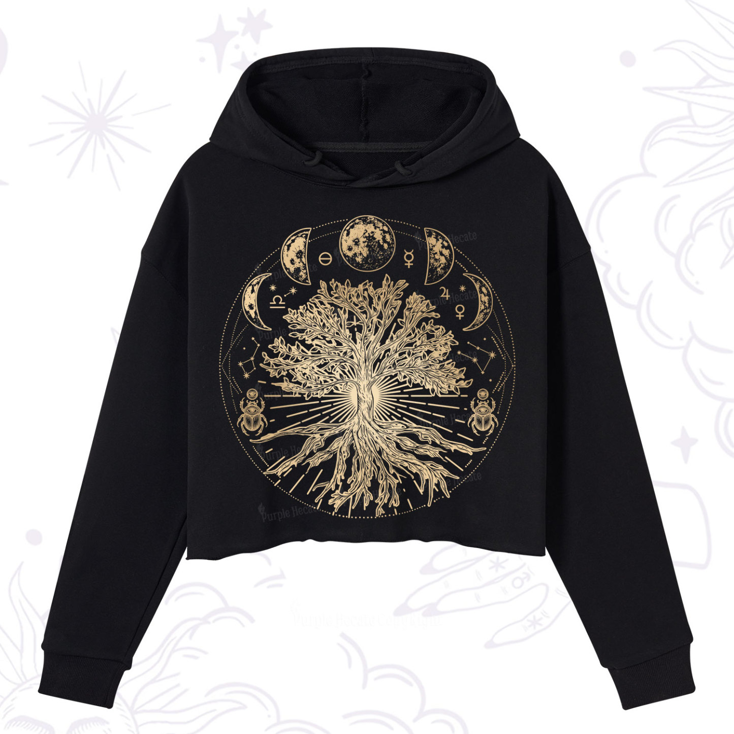 Purplehecate Tree Of Lif Crop Hoodie