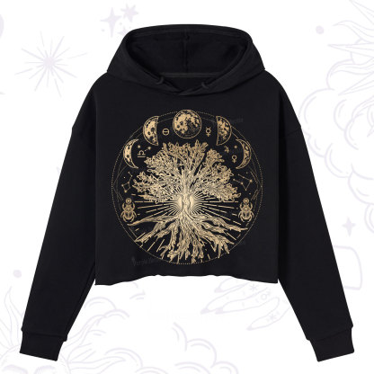 Purplehecate Tree Of Lif Crop Hoodie