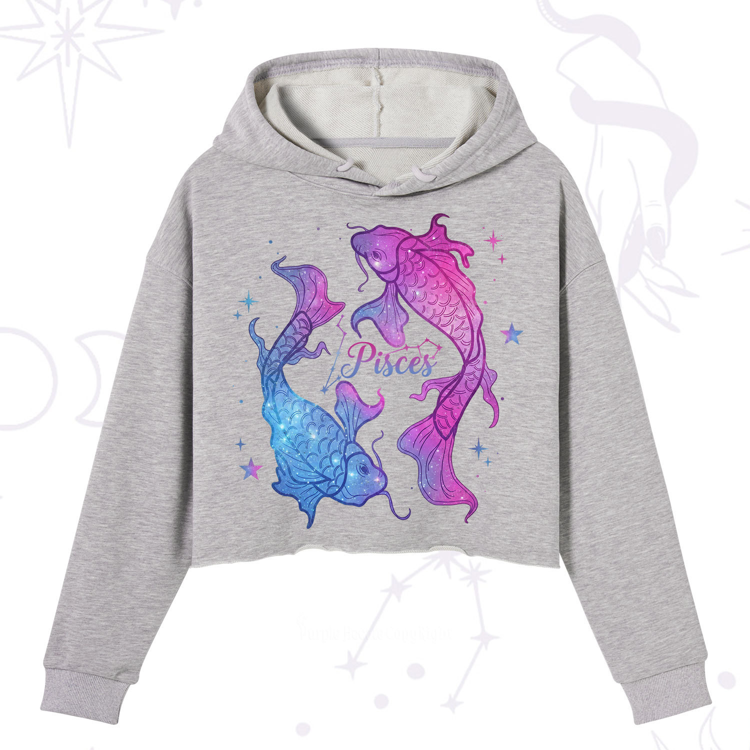 Purplehecate Pisces Zodiac Crop Hoodie