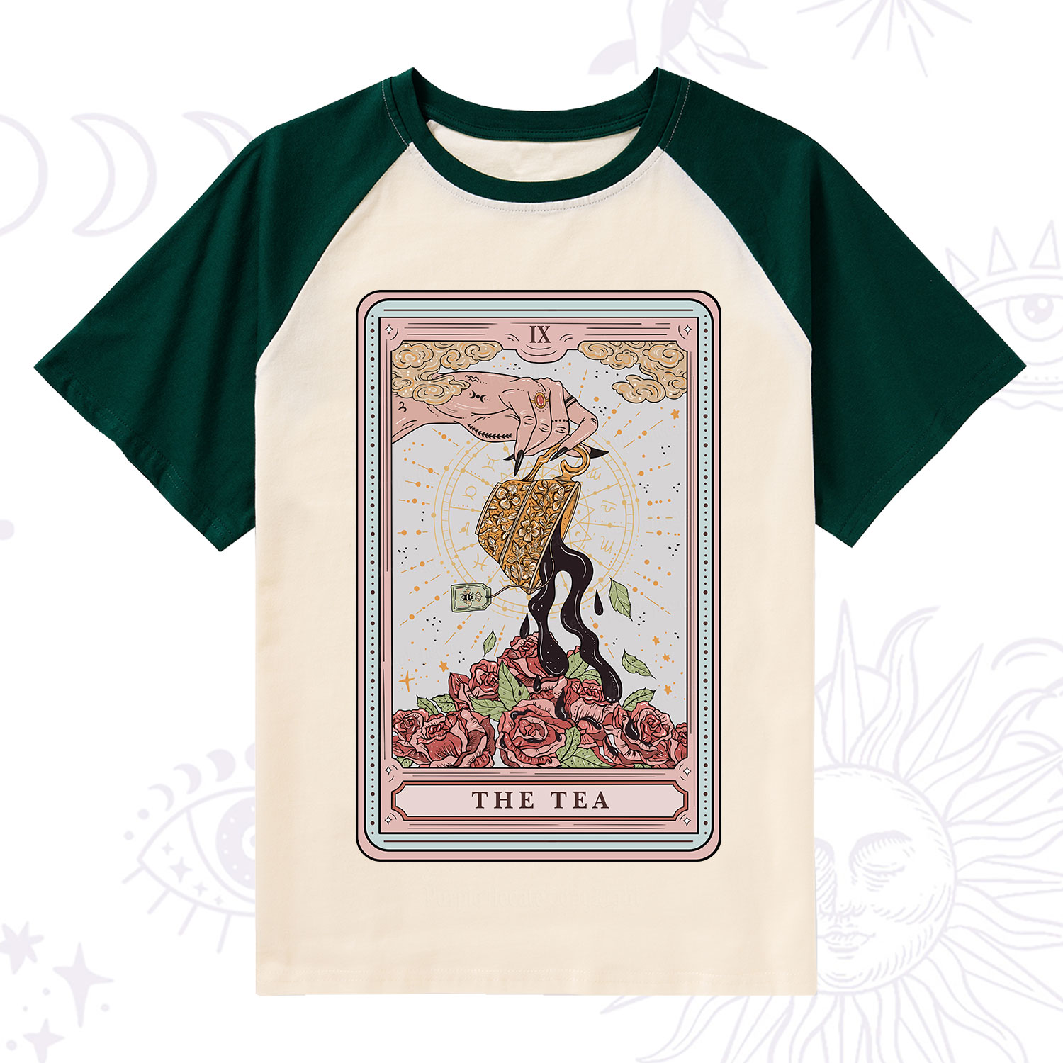 Purplehecate The Tea Food Tarot Raglan Short Sleeve T‑Shirt