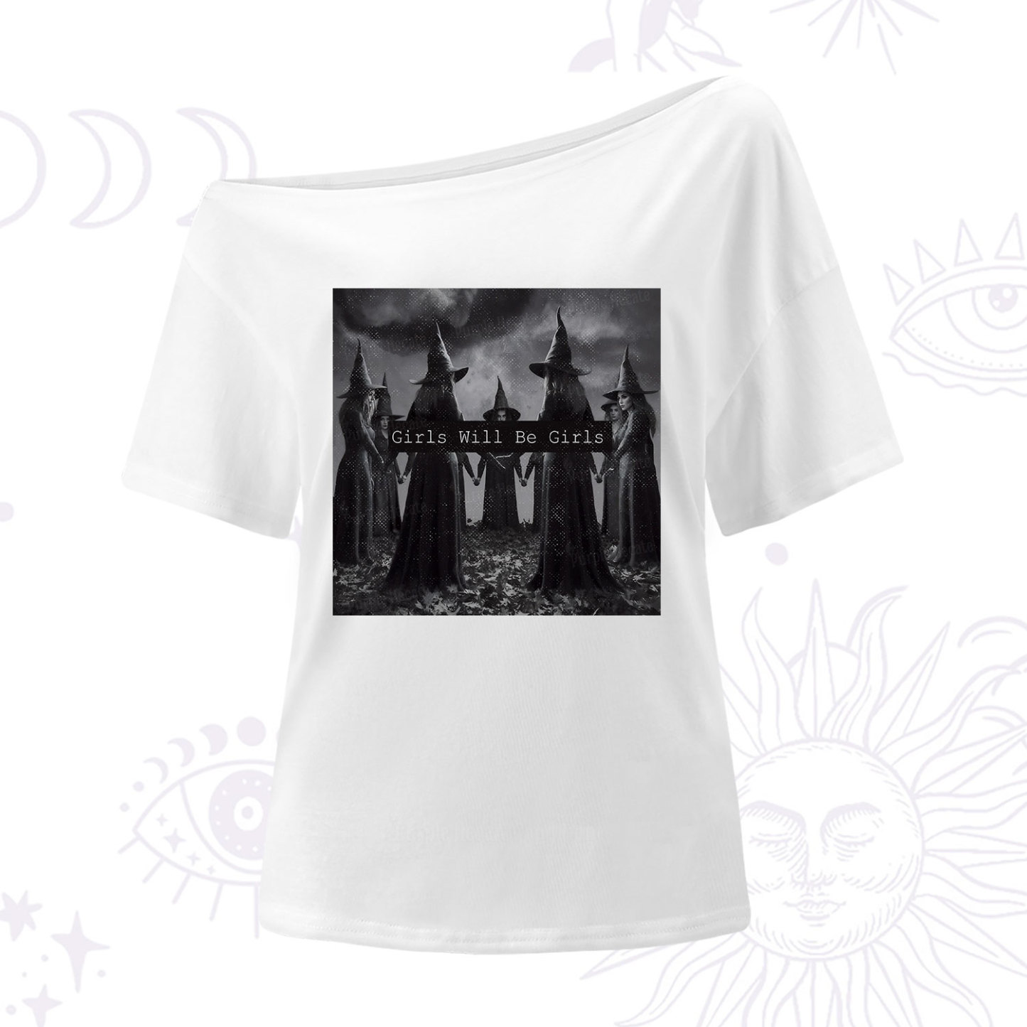 Purplehecate Vintage Girls Will Be Girls Witch One Shoulder T-Shirt