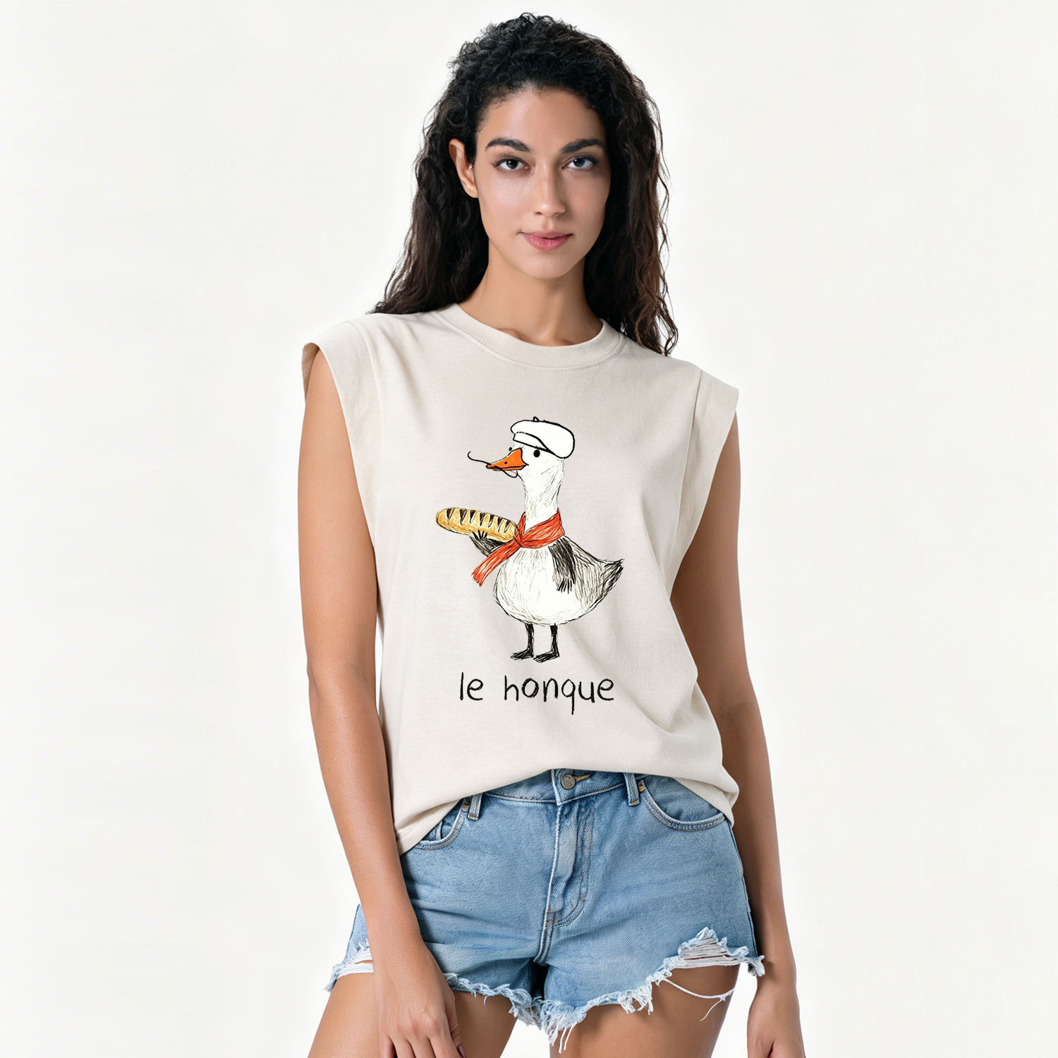 Purplehecate Funny French Goose Vintage Washed Tank