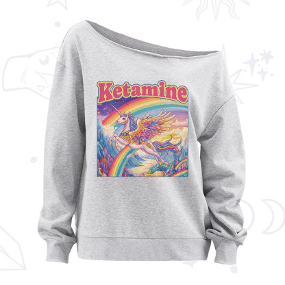 Purplehecate Ketamine Rainbow Unicorn Off The Shoulder Sweatshirt