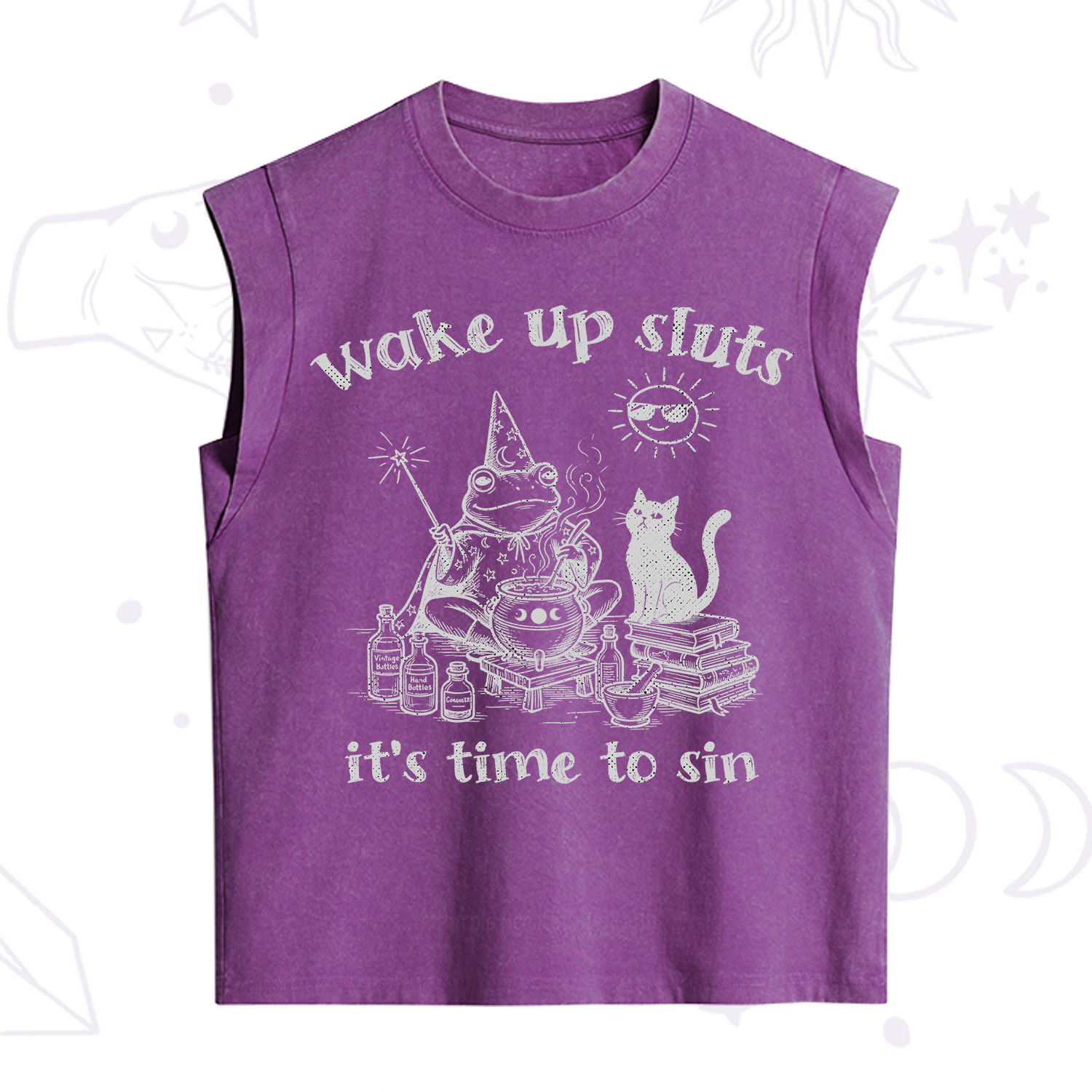 Purplehecate Wake Up Sluts It's Time to Sin Witch Frog Vintage Washed Tank