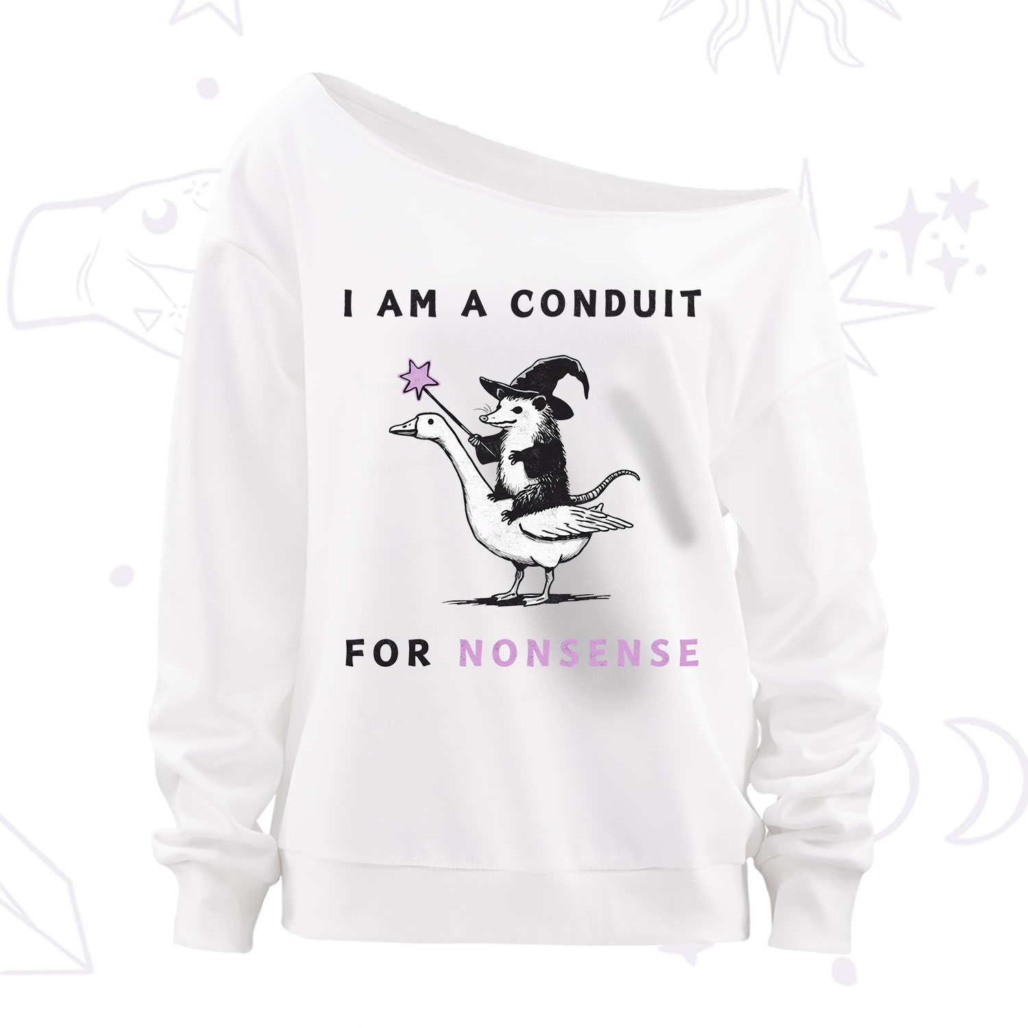 Purplehecate I Am A Conduit For Nonsense Off The Shoulder Sweatshirt