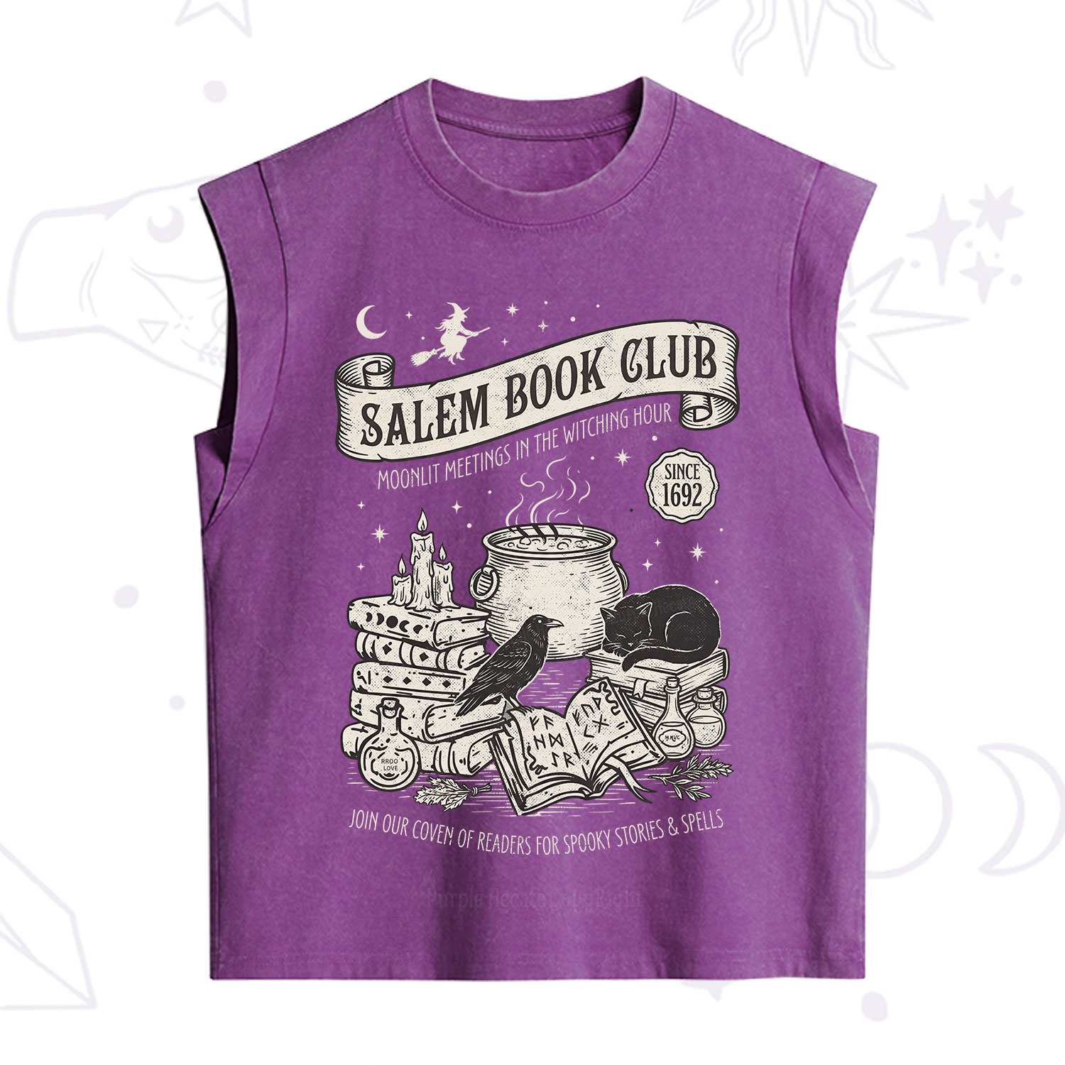 Purplehecate Salem Witch Book Club Vintage Washed Tank