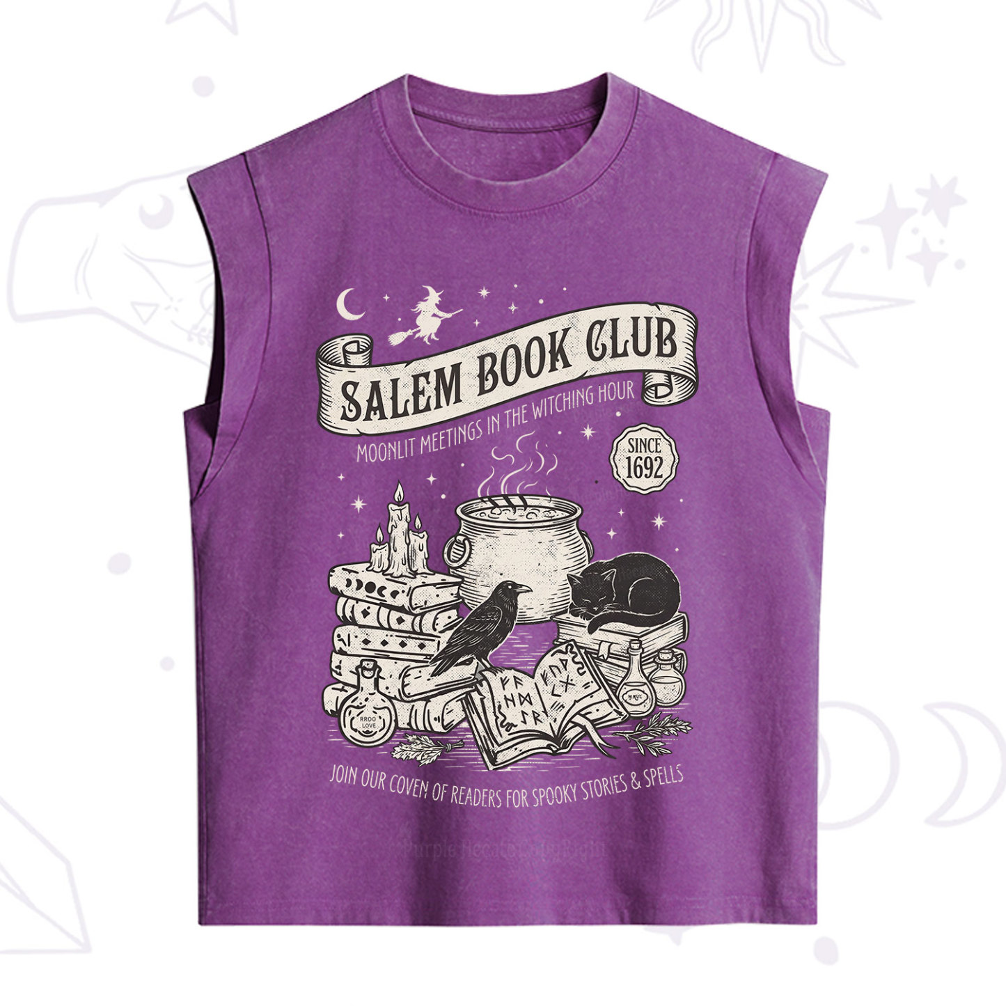 Purplehecate Salem Witch Book Club Vintage Washed Tank