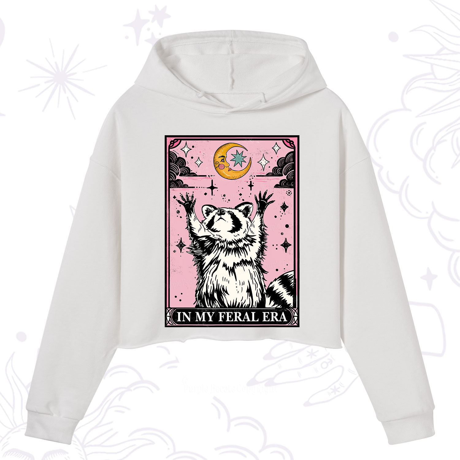 Purplehecate The In My Feral Era Tarot Raccoon Crop Hoodie