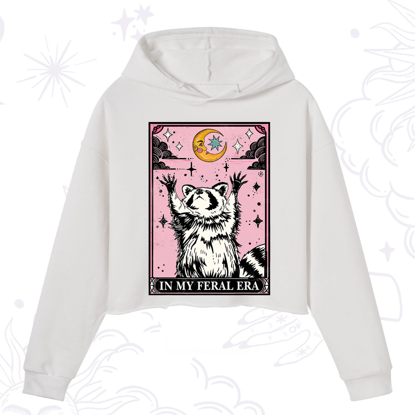 Purplehecate The In My Feral Era Tarot Raccoon Crop Hoodie