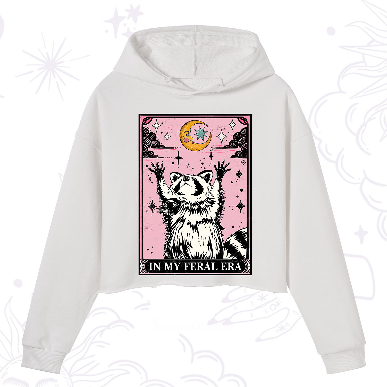 Purplehecate The In My Feral Era Tarot Raccoon Crop Hoodie