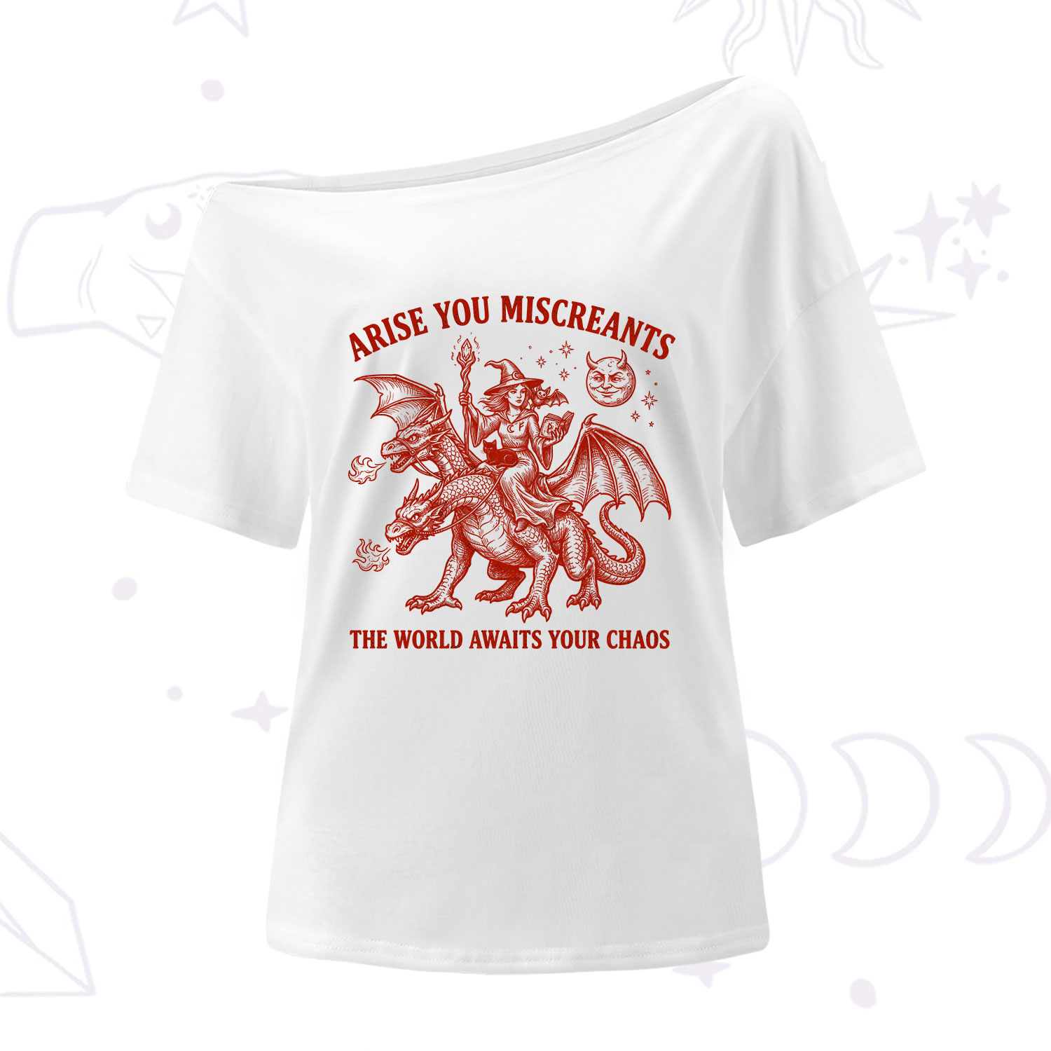 Purplehecate Arise You Miscreants Chaos Rider Witch One Shoulder T-Shirt