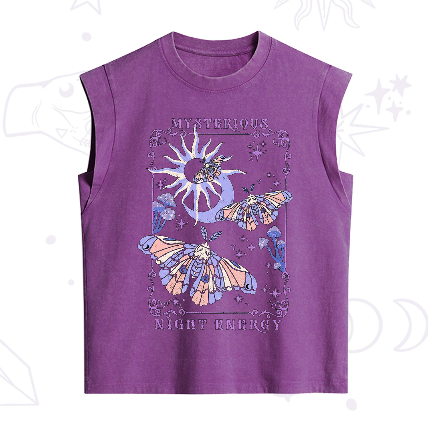 Purplehecate Mysterious Night Energy Moth Vintage Washed Tank
