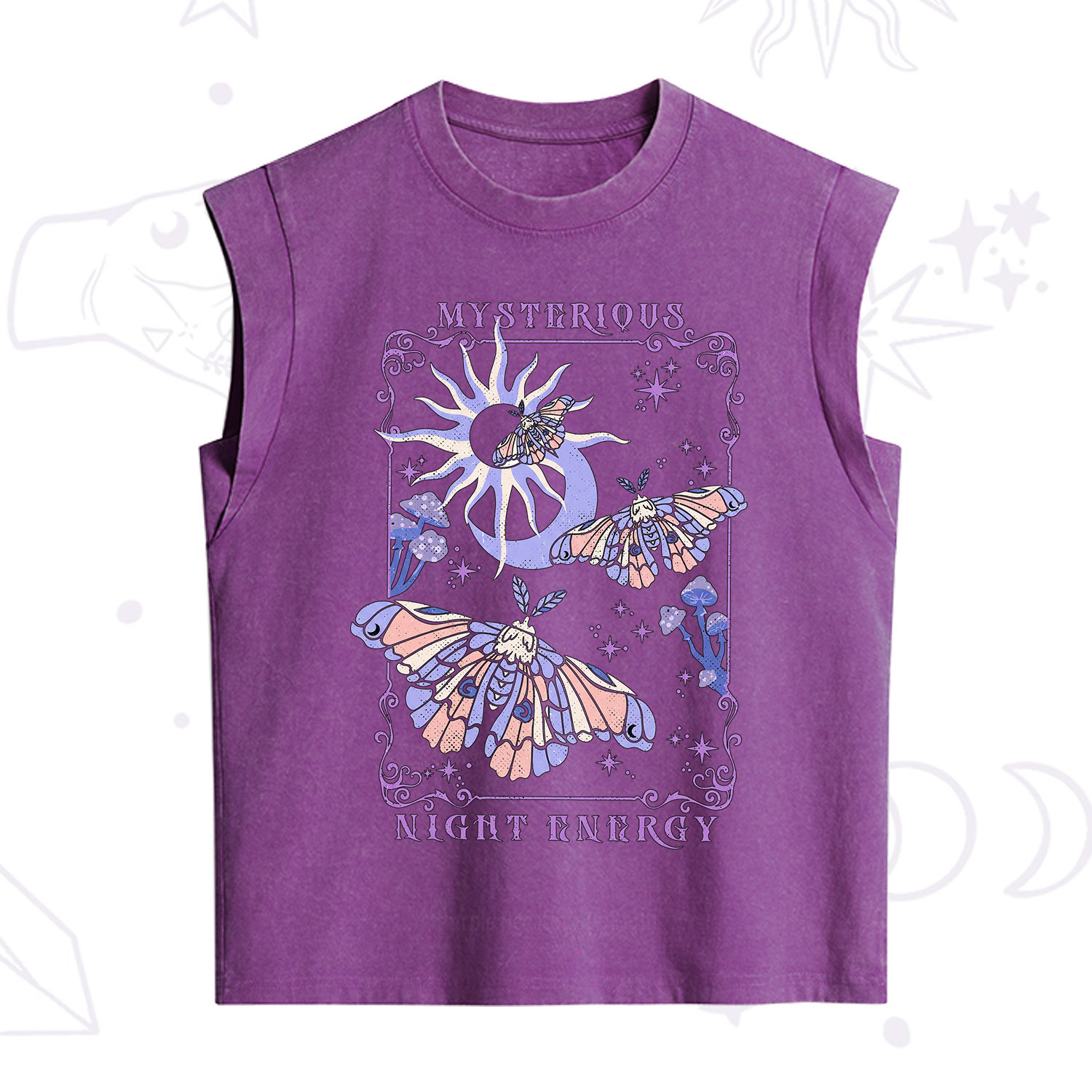 Purplehecate Mysterious Night Energy Moth Vintage Washed Tank
