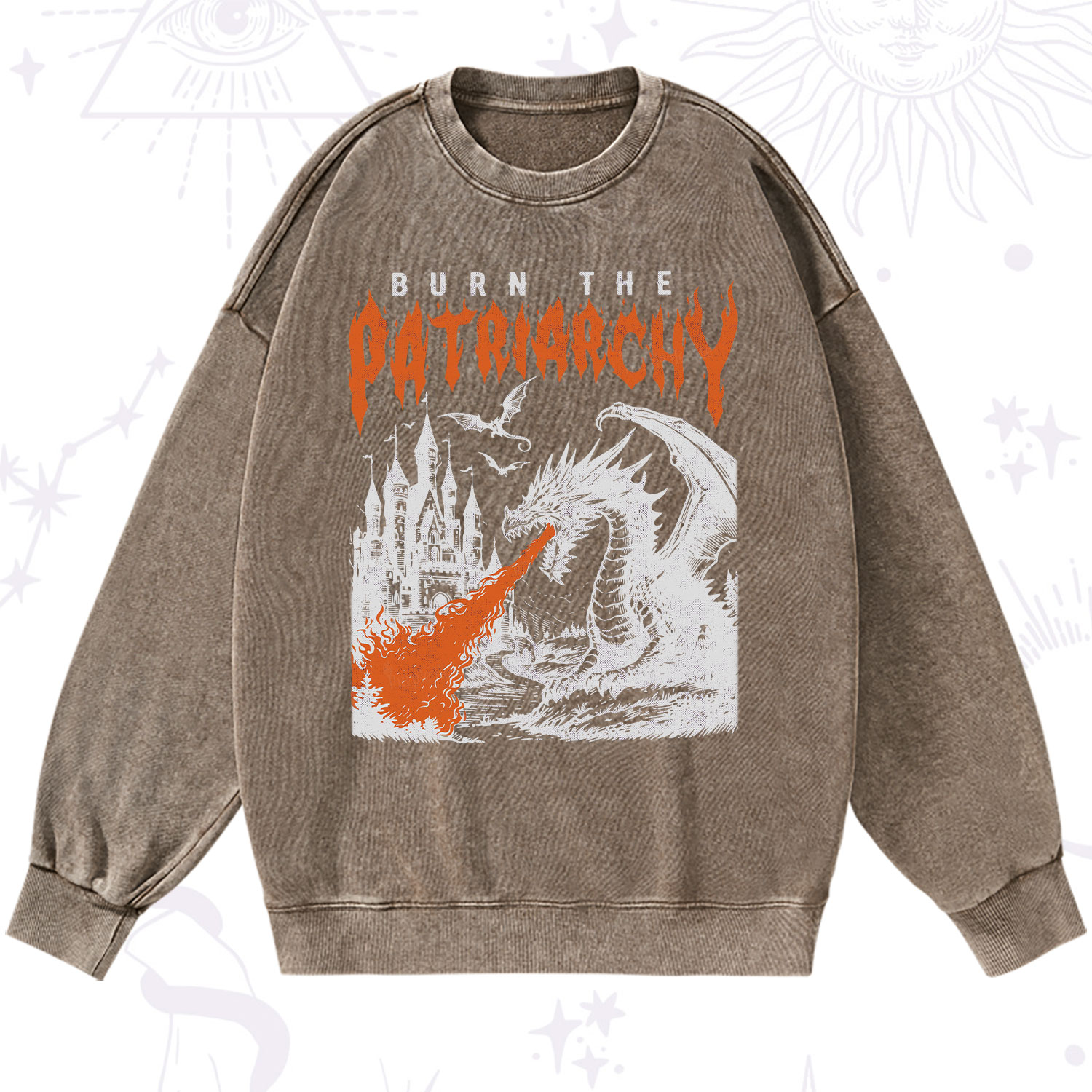 Purplehecate Burn the Patriarchy Dragon Washed Sweatshirt