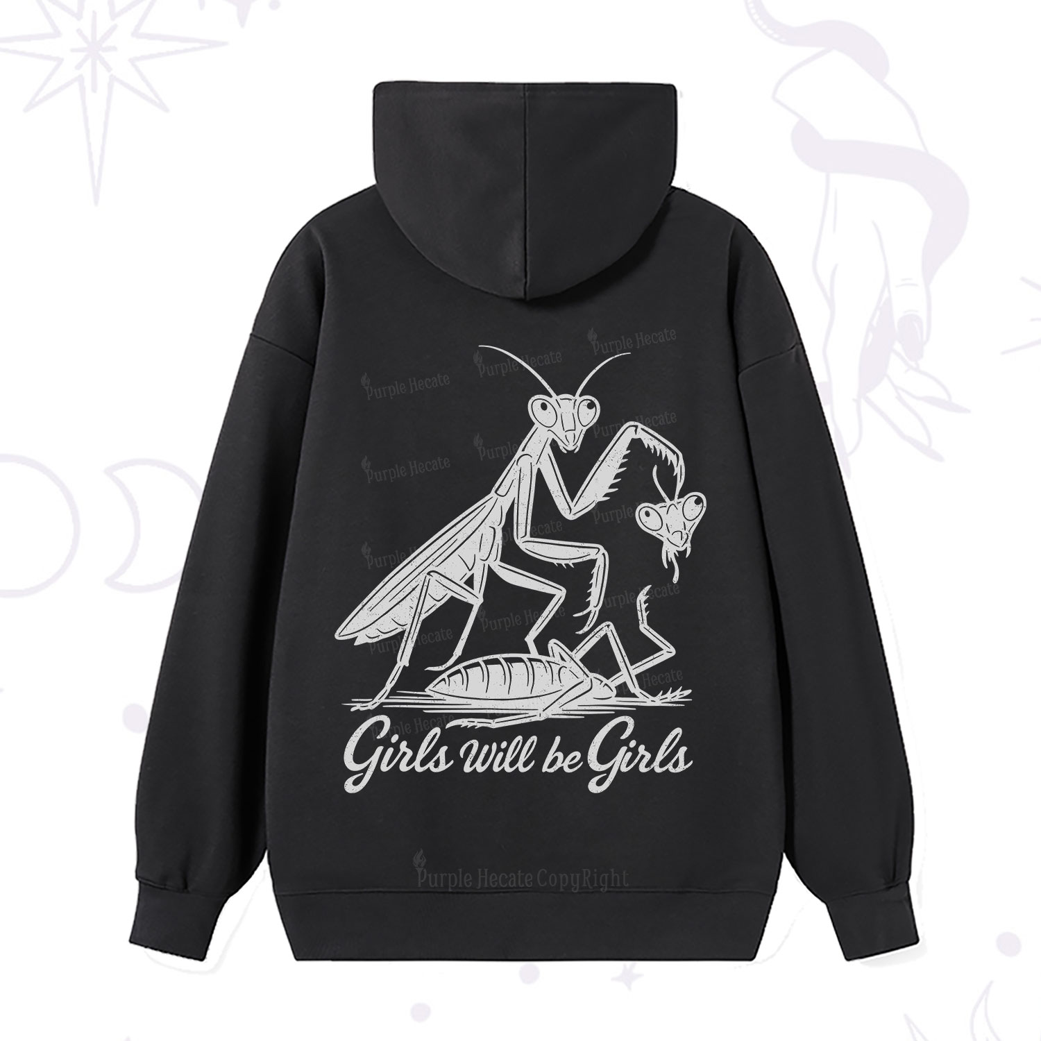 Purplehecate Girls Will Be Girls Praying Mantis Hoodie