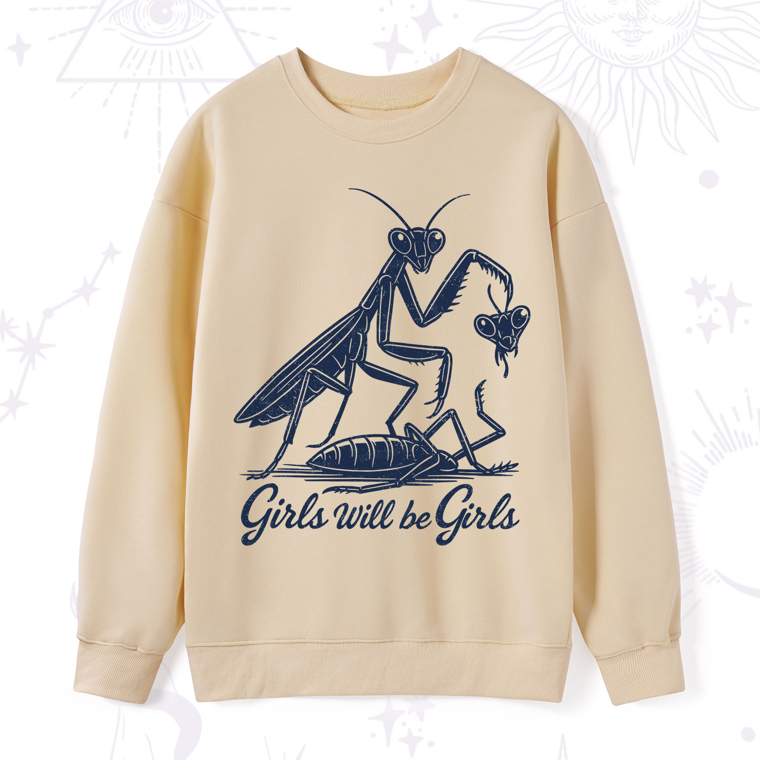 Purplehecate Girls Will Be Girls Praying Mantis Sweatshirt