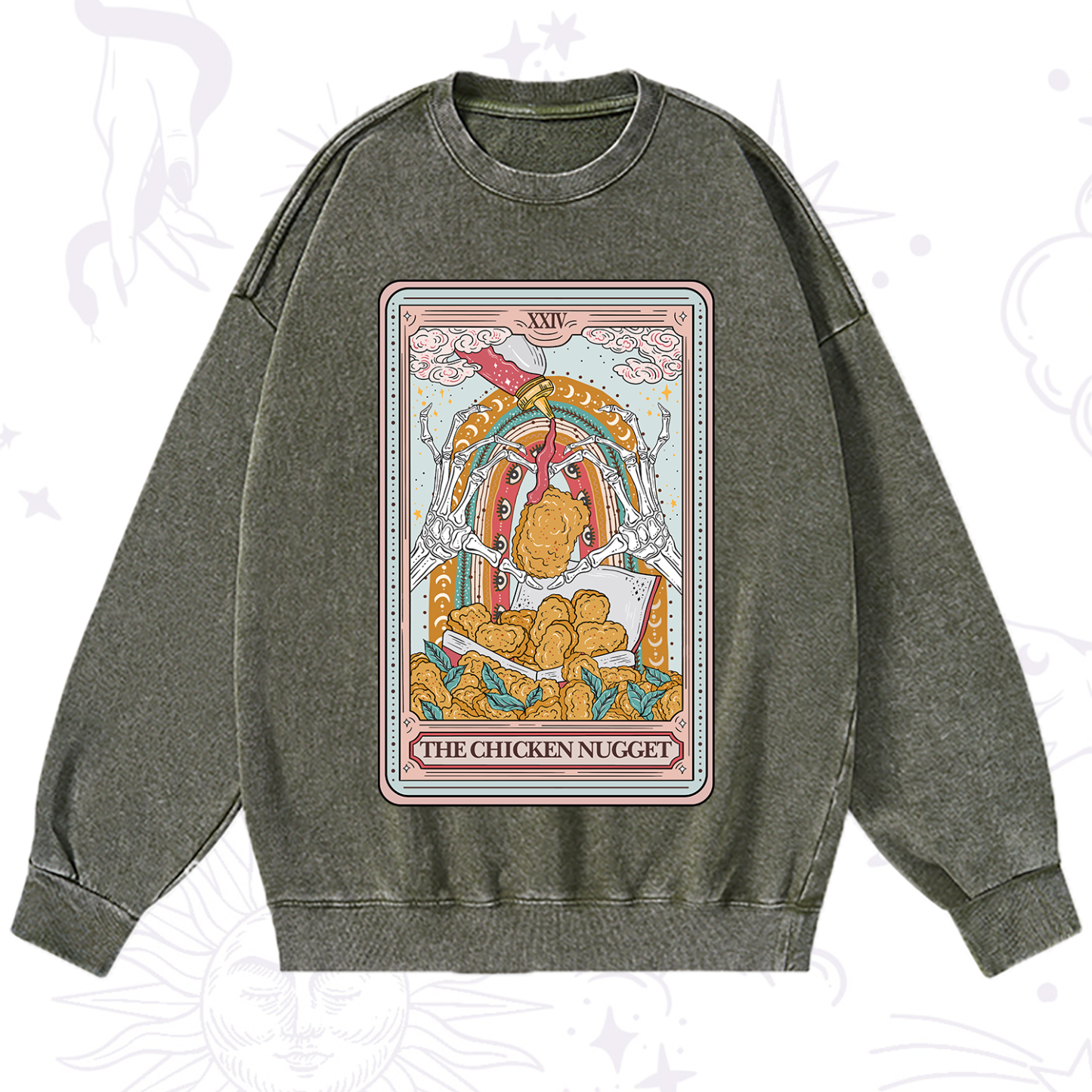 Purplehecate The Chicken Nugget Tarot Washed Sweatshirt