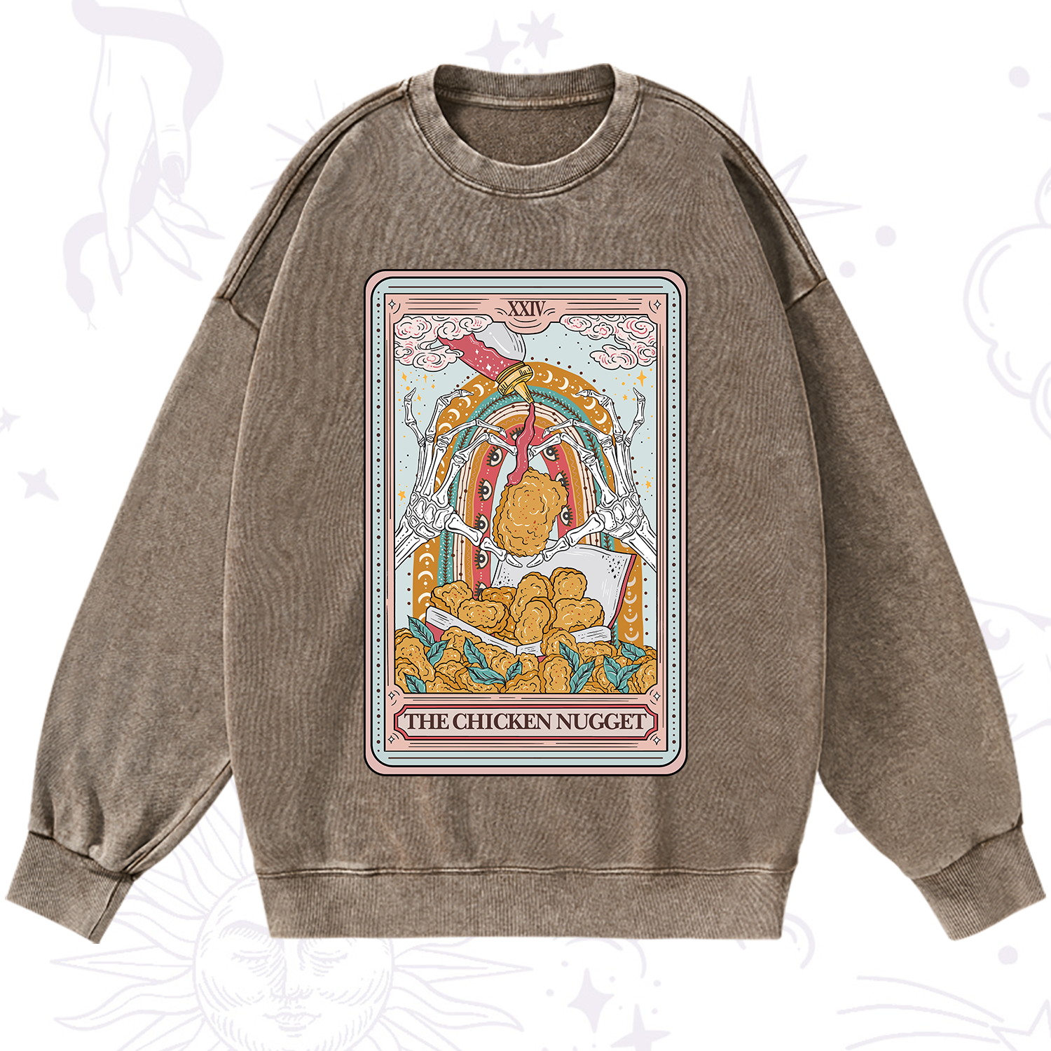 Purplehecate The Chicken Nugget Tarot Washed Sweatshirt
