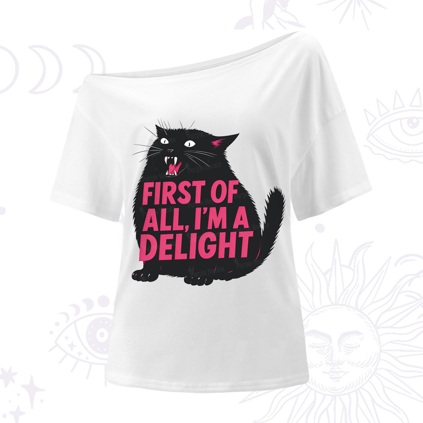 Purplehecate First Of All I'm A Delight Cat One Shoulder T-Shirt