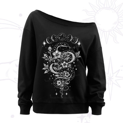 Purplehecate Serpent Spell Off The Shoulder Sweatshirt
