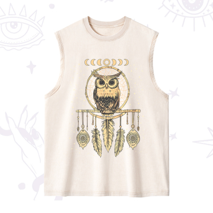 Purplehecate Luna Owl Dream Catcher Washed Tank