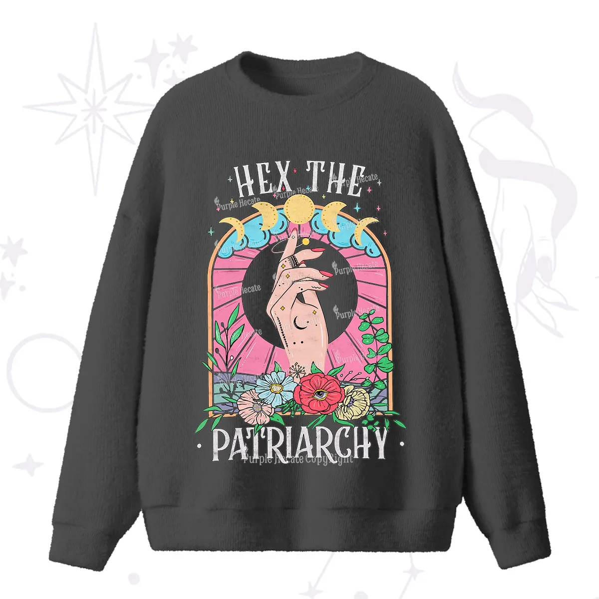 Purplehecate Hex The Patriarchy Fuzzy Ugly Sweater