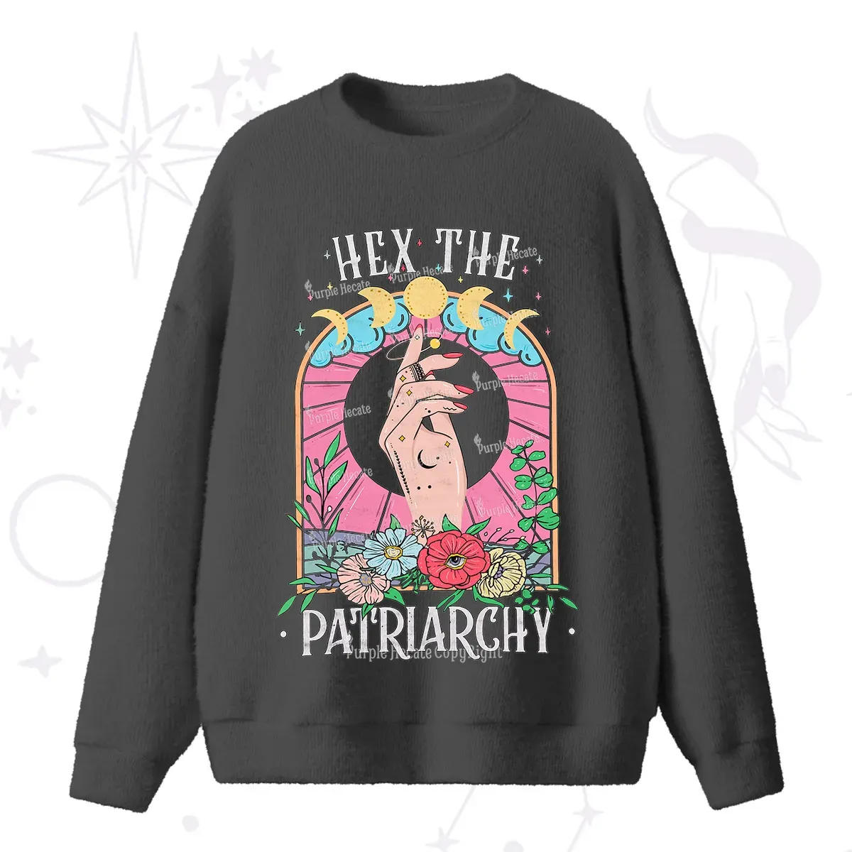 Purplehecate Hex The Patriarchy Fuzzy Ugly Sweater