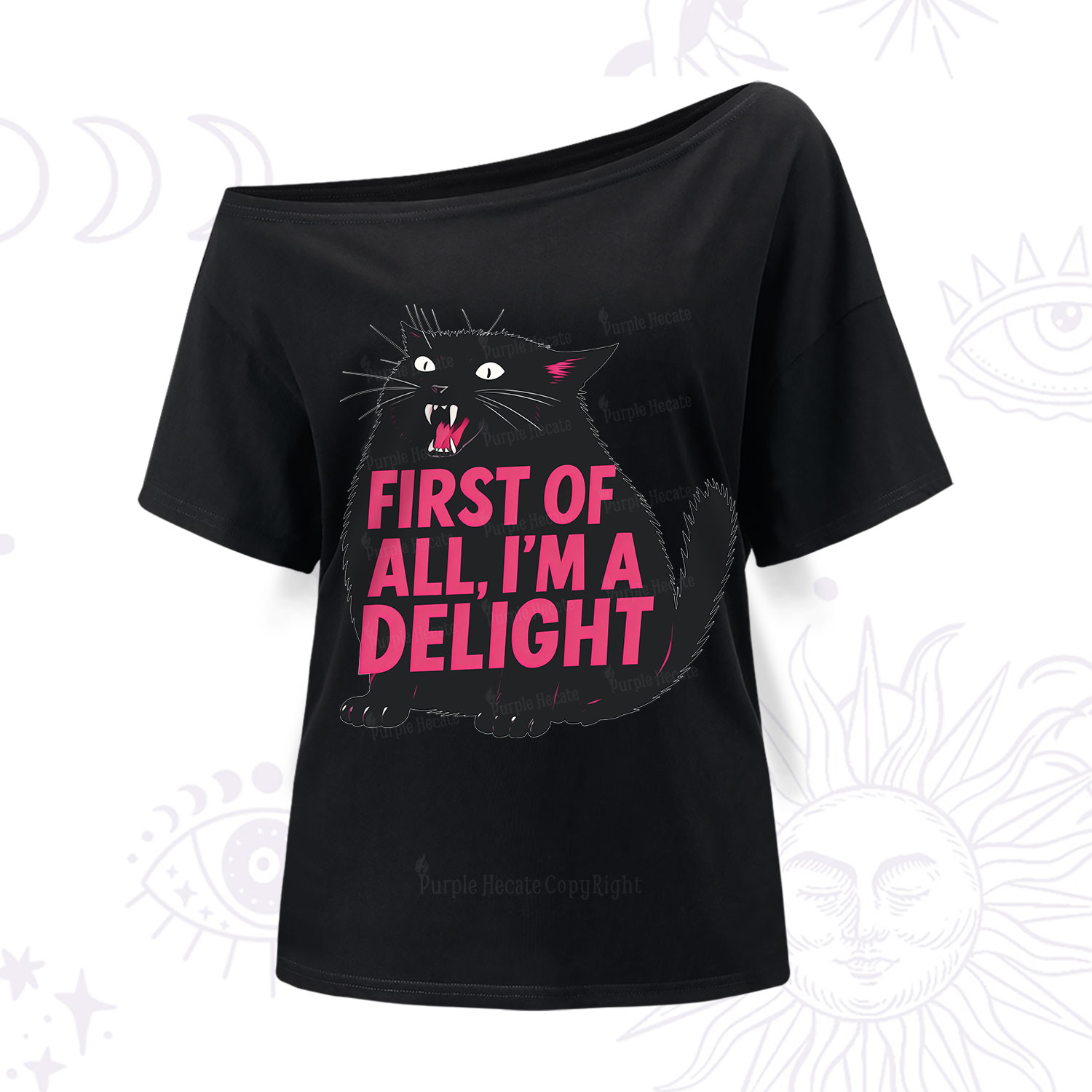 Purplehecate First Of All I'm A Delight Cat One Shoulder T-Shirt