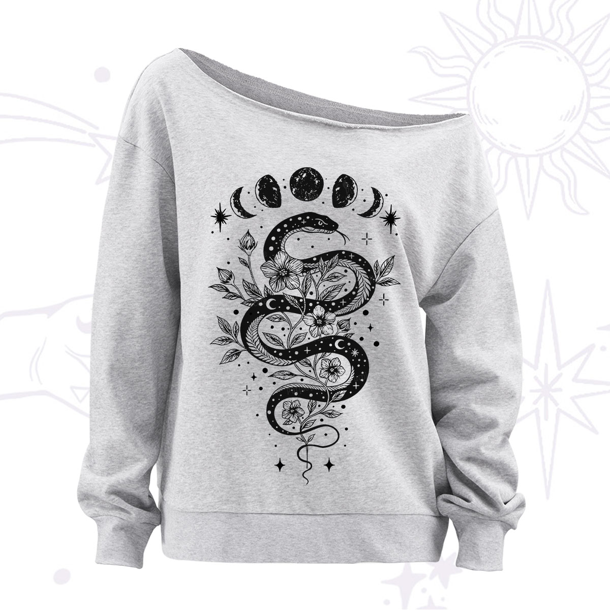 Purplehecate Serpent Spell Off The Shoulder Sweatshirt
