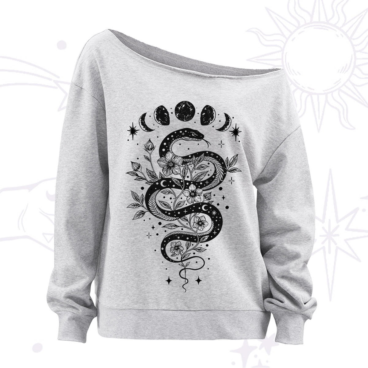 Purplehecate Serpent Spell Off The Shoulder Sweatshirt