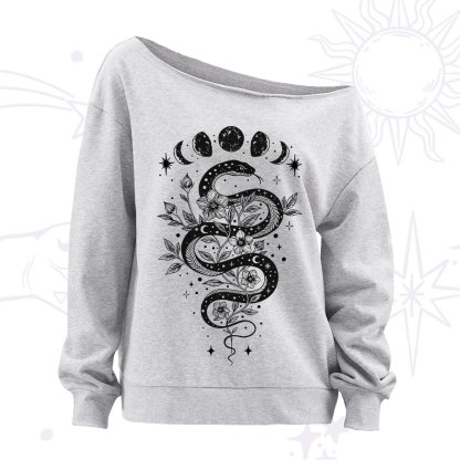 Purplehecate Serpent Spell Off The Shoulder Sweatshirt