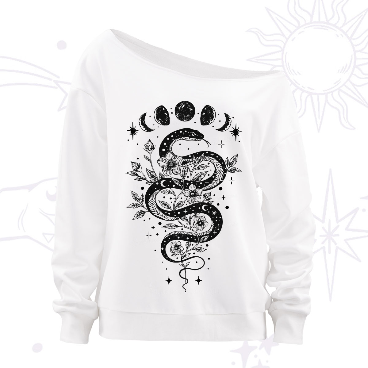 Purplehecate Serpent Spell Off The Shoulder Sweatshirt