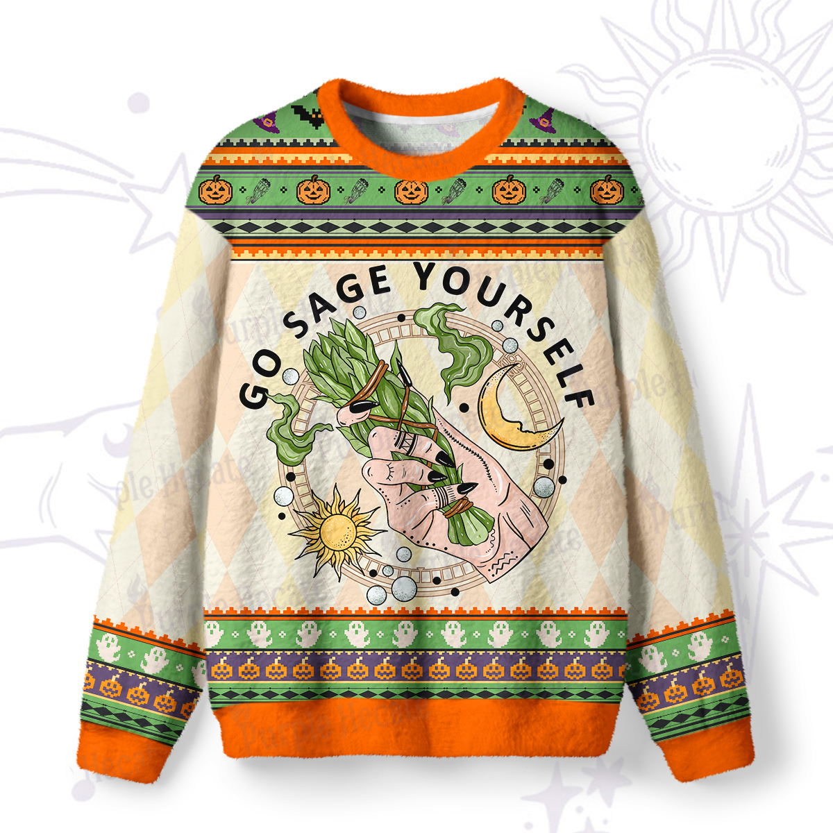 Purplehecate Go Sage Yourself Ugly Halloween Sweatshirts