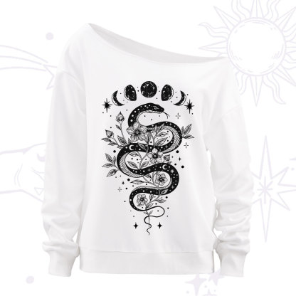 Purplehecate Serpent Spell Off The Shoulder Sweatshirt