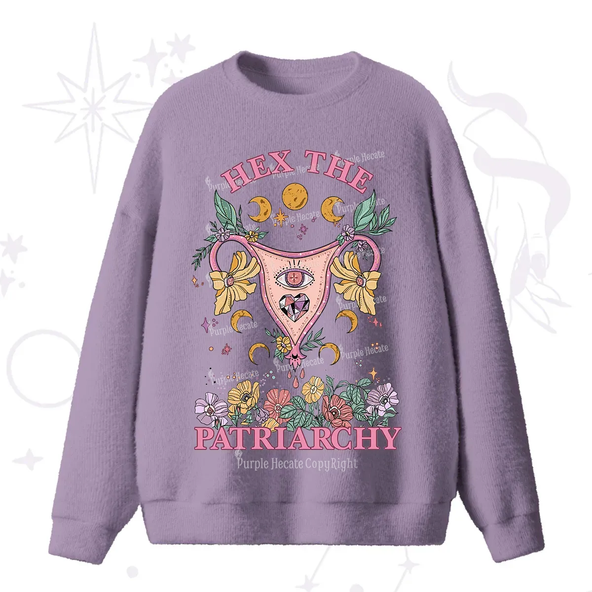 Purplehecate Hex the Patriarchy Feminist Fuzzy Ugly Sweater